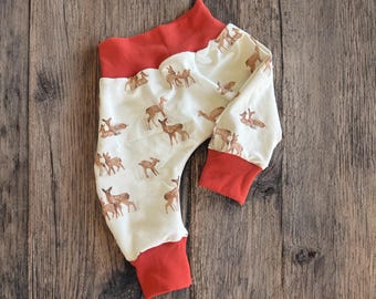 Pantalones bombachos de bebé con diseño de ciervo en acuarela