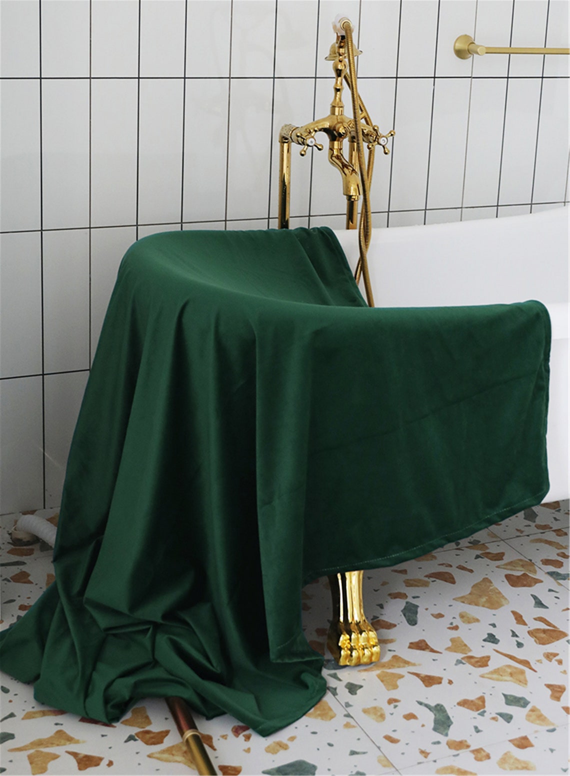 Green Velvet Shower Curtain. Velvet Shower Curtain. Waterproof Etsy