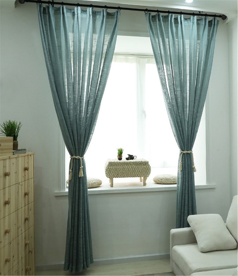 Blau-Grün farbe Vorhänge aus Baumwolle und Leinen. | Etsy