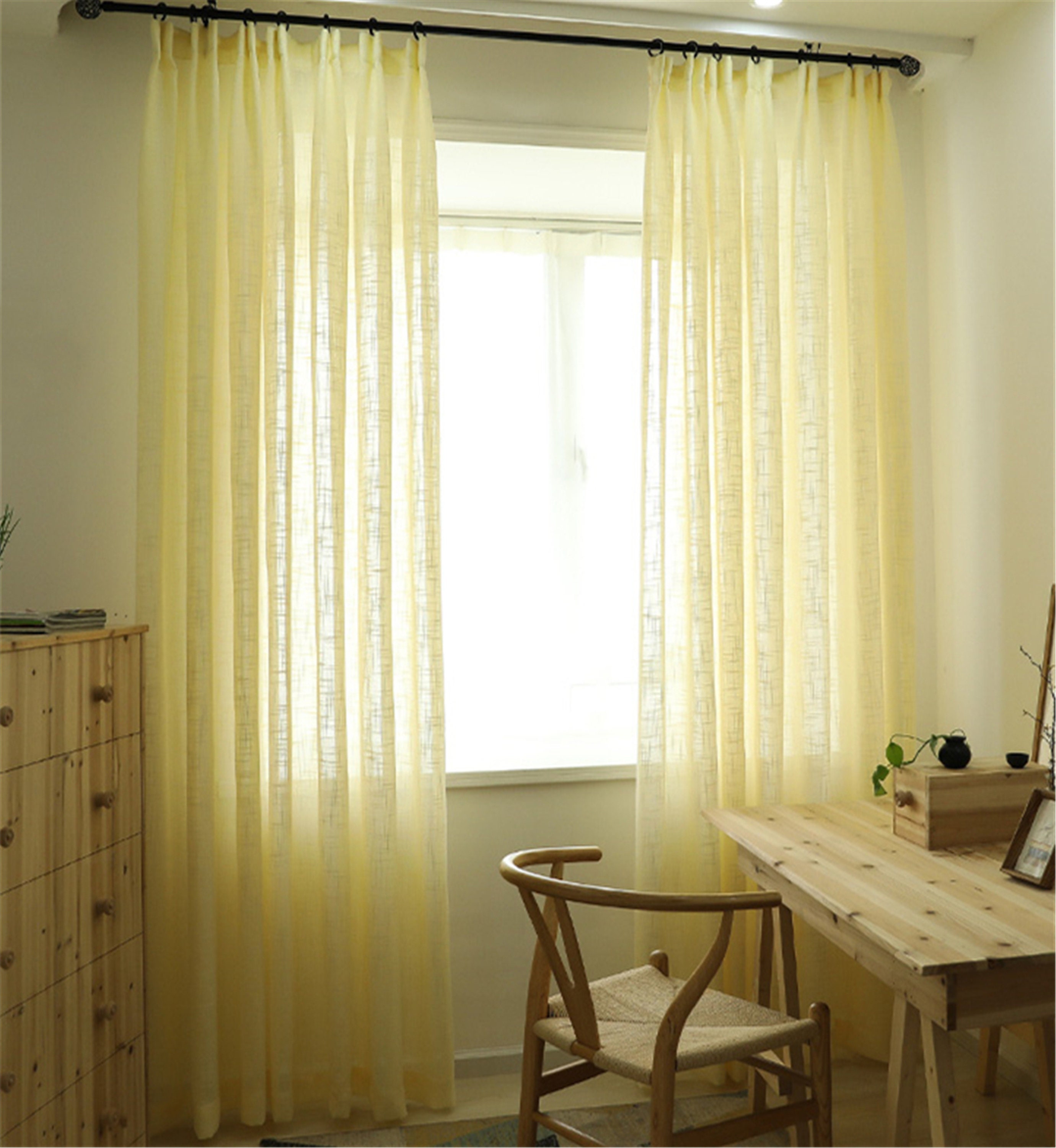 Light Yellow Curtains Made Of Cotton And Linen Light Yellow Curtains Made Of Cotton, Light Yellow Curtains