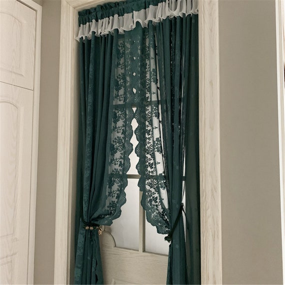 Bedroom Curtain Pastoral lace curtain. Curtain stem style vintage curtain 1PC Sweet lace curtain Summer curtain