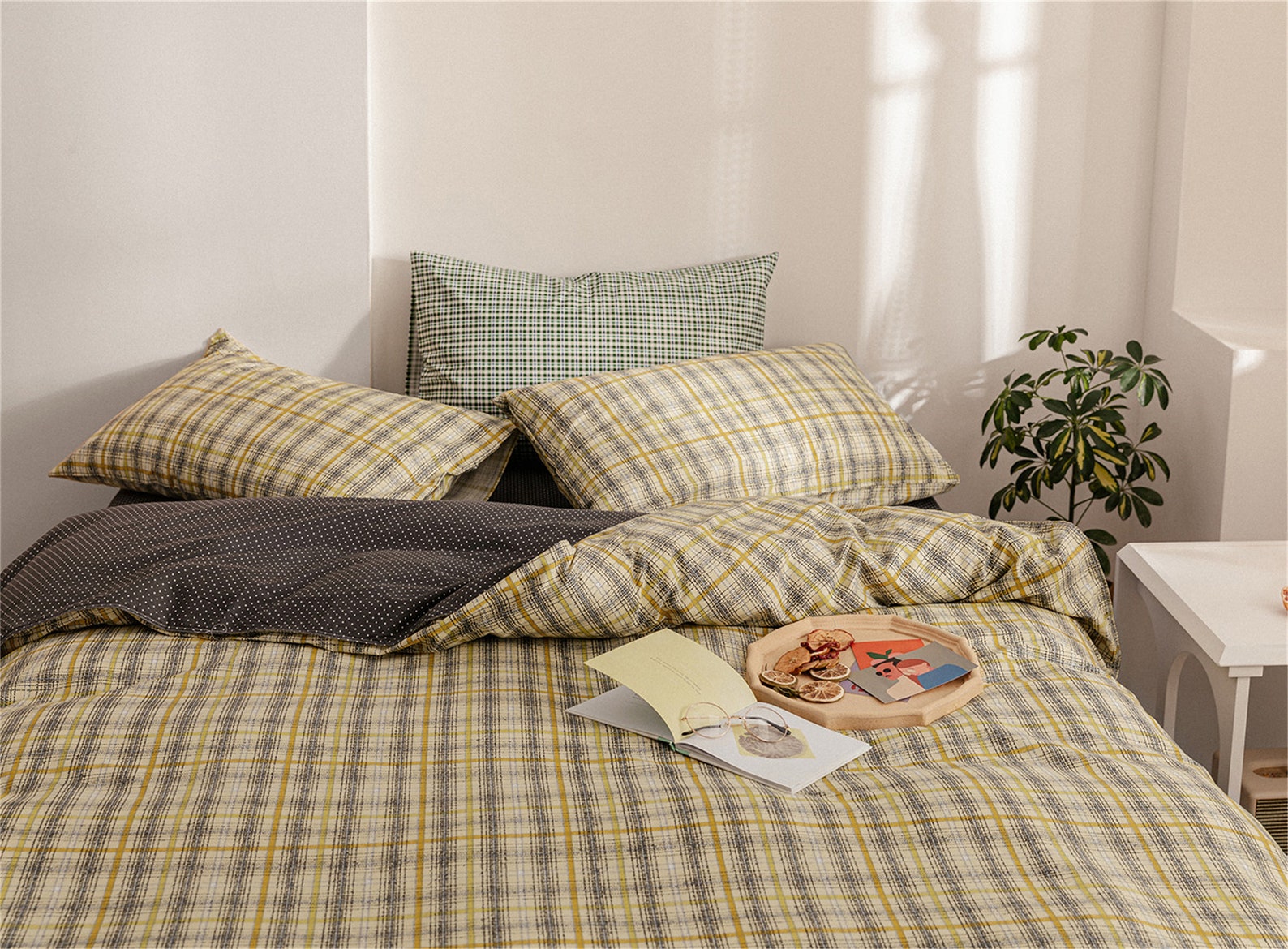 Yellowgreenblack Checkered Duvet Cover. US Size Cotton Etsy