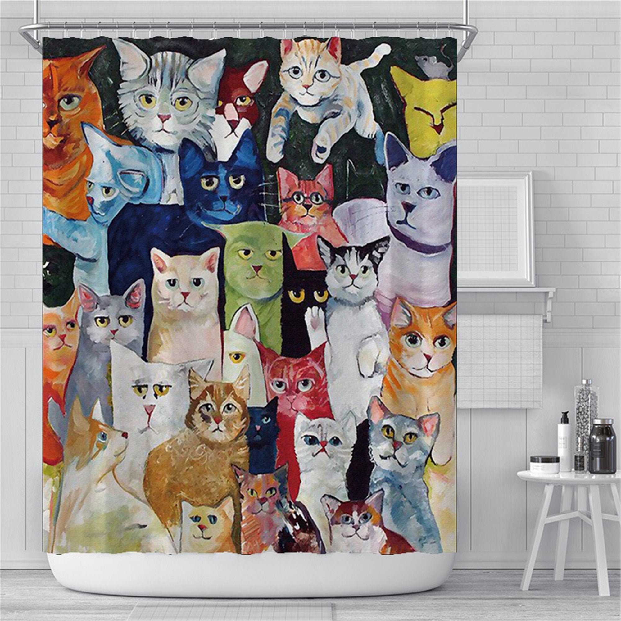 Various Colorful Cats Shower Curtain. Waterproof shower | Etsy