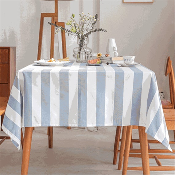Light Blue Linen & Cotton Tablecloth Table Linen Cloth Cover Hygge 100% Linen 140 x 140 cm Square Table Cloth for Home Kitchen Coffee Dining Table Decoration Restaurant Hotel Summer Party Patio 