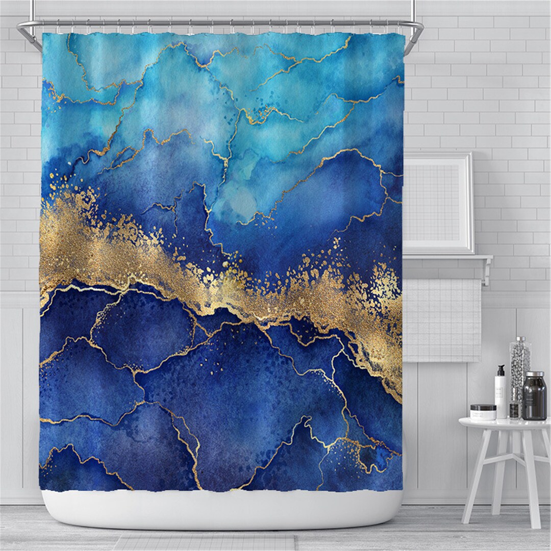 Blue Shower Curtain. Waterproof Shower Curtain Made of Etsy