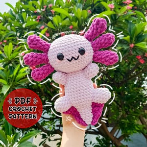 PDF CROCHET PATTERN - Ashley the Axolotl Amigurumi + Printable Version