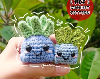 PDF CROCHET PATTERN - No-Sew Tiny Oddish Amigurumi