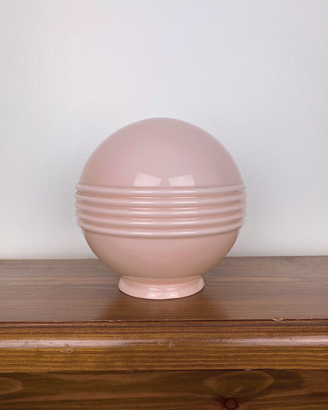 Art Deco 1930s Glass Ribbed Swirl Globe Pastel Pink Lampshade Etsy UK