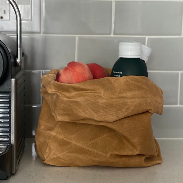Waxed Canvas Bag | Lunch Bag | Storage Bag | Plant Holder Bag | Eco-Friendly | Minimalist Style