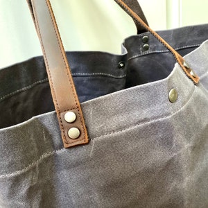 Large Waxed Canvas Tote Bag Eco Friendly Reusable Shopping Bag Heavy Duty Vintage Rustic Heritage Hand Bag Minimalist image 6