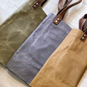 Large Waxed Canvas Tote Bag Eco Friendly Reusable Shopping Bag Heavy Duty Vintage Rustic Heritage Hand Bag Minimalist image 7