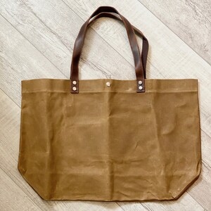 Large Waxed Canvas Tote Bag Eco Friendly Reusable Shopping Bag Heavy Duty Vintage Rustic Heritage Hand Bag Minimalist Brown