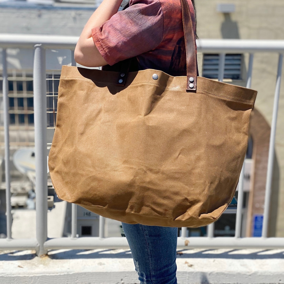 Large Waxed Canvas Tote Bag Eco Friendly Reusable Shopping Bag Heavy Duty Vintage Rustic Heritage Hand Bag Minimalist Etsy