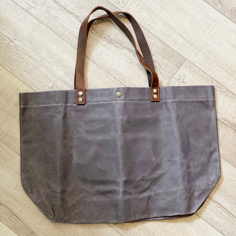 Large Waxed Canvas Tote Bag Eco Friendly Reusable Shopping Bag Heavy Duty Vintage Rustic Heritage Hand Bag Minimalist Violet