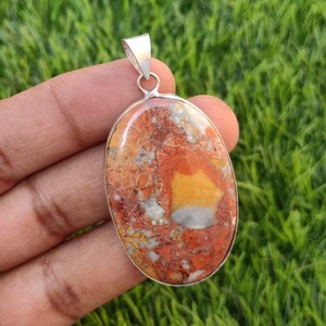 Natural Maligano Jasper Gemstone Pendant ,Silver Plated Necklace, Handmade Maligano Jasper Pendant, Gemstone Pendant, Maligano Jewelry, Gift