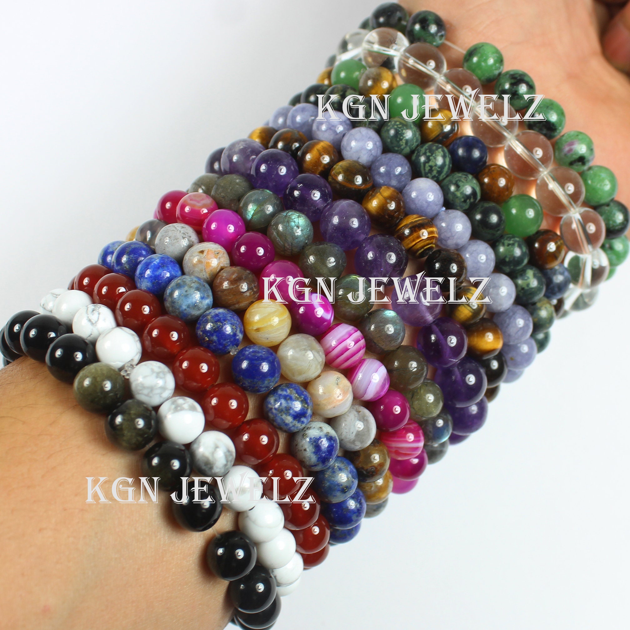ビーズブレスレット 10mm BEAD BRACELET Handmade Natural Crystal Bead Bracelet: 8mm/10mm Gemstone Bracelet
