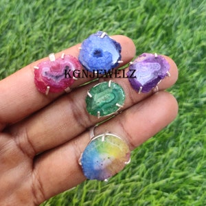 Solar Quartz Statement Ring: 925 Sterling Silver Plated Gemstone Ring