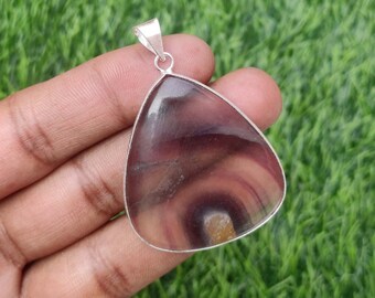 Natural Fluorite Gemstone Pendant: Silver Plated Bezel Necklace
