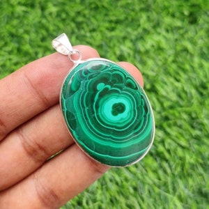 Naturel Malachite Pendant, Silver Pendant, Malachite Cabochon ,Pendant Jewelry Gemstone Pendant Women, AAA Quality Pendant, Anniversary Gift