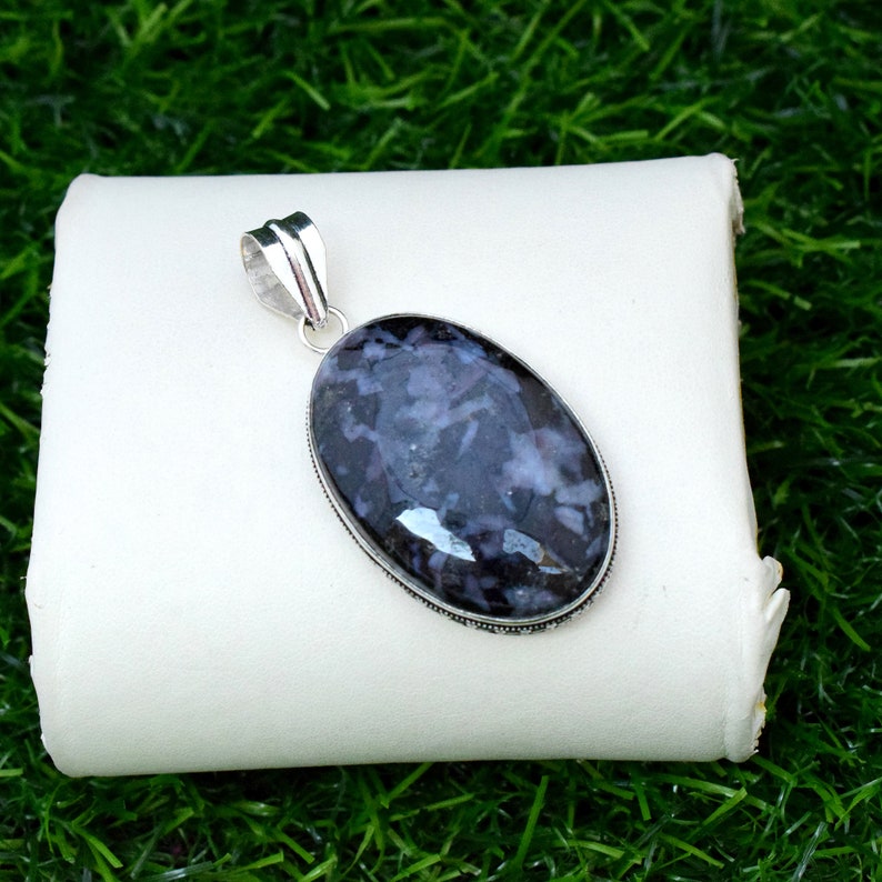 Jewelry Supply Collet Pendant Wholesale Pendant Silver Plated Pendant Designer Pendant Natural Gabbro Jasper Pendant Gemstone Pendant