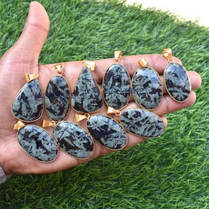 Natural Green Jasper Gemstone Handmade Necklace Pendant Lot Bezel Pendant Lot, Wholesale Lot  Mixed Shape Gold Plated Pendant Gift For Her