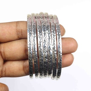 Bangle 925 Sterling Silver Bangle, Set Bangle, Hammered Bangle, Silver Plated  Bangle, Classic Bracelet Bangle, Women Bangle, Plain Bangles