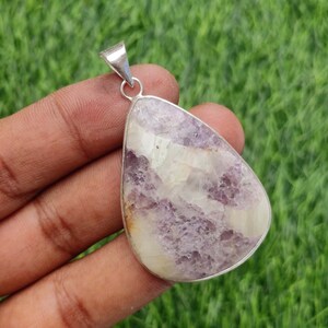 Natural Pink Tourmaline Quartz Pendant: Vintage 925 Silver Plated, Handmade