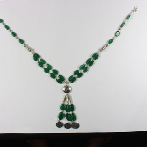 Collar de piedras preciosas bañado en plata: joyería para mujer de 24&quot;