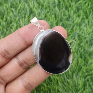 Banded Agate Gemstone, Pendant,925 Sterling Silver Plated Pendant, Wholesale Pendant, Girls Pendant Handmade Jewelry, Christmas Gift
