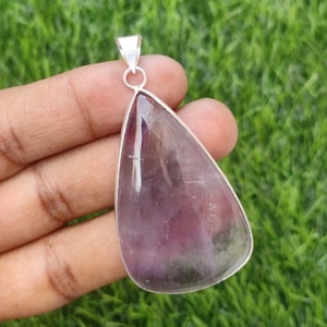 Amethyst Cabochon Pendant: Vintage 925 Sterling Silver Plated Necklace