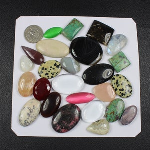 Natural Mixed Gemstone Lot, 25 Pieces, 945 Carat Mixed Cabochon Crystal Stone Wholesale lot Loose Gemstone Lot Crystal Stone Loose Cabochons
