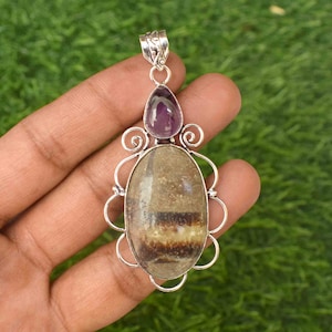Natural Yellow Septarian Gemstone Necklace, Silver Plated Pendant ,Women Jewelry, Handmade Necklace Pendant ,Jewelry, Anniversary Gift