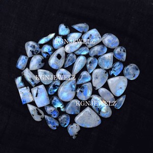 Top Quality Natural Rainbow Moonstone Gemstone Lot Cabochon Mix Shape and Size Jewelry Making Gemstone Cabochon Lot, Bulk Gemstone