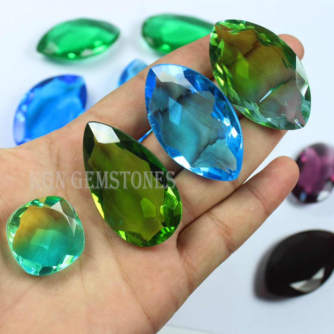 Synthetic Glass Gemstone Lot Faceted Glass Gemstone Etsy