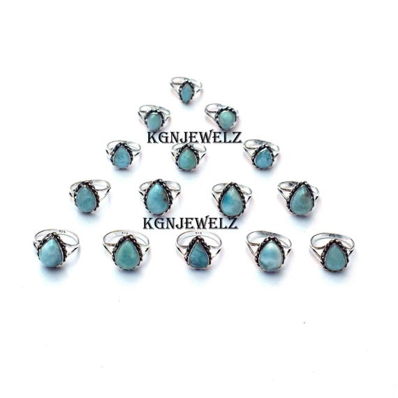 Natürlicher Larimar Edelstein Ringe Lot, handgemachtes Schmuck Lot
