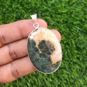 Natural Ocean Jasper Gemstone Pendant, 925 Sterling Silver Plate Pendant, Necklace Jewelry, Wholesale Pendant, Jewelry Birthday Gift