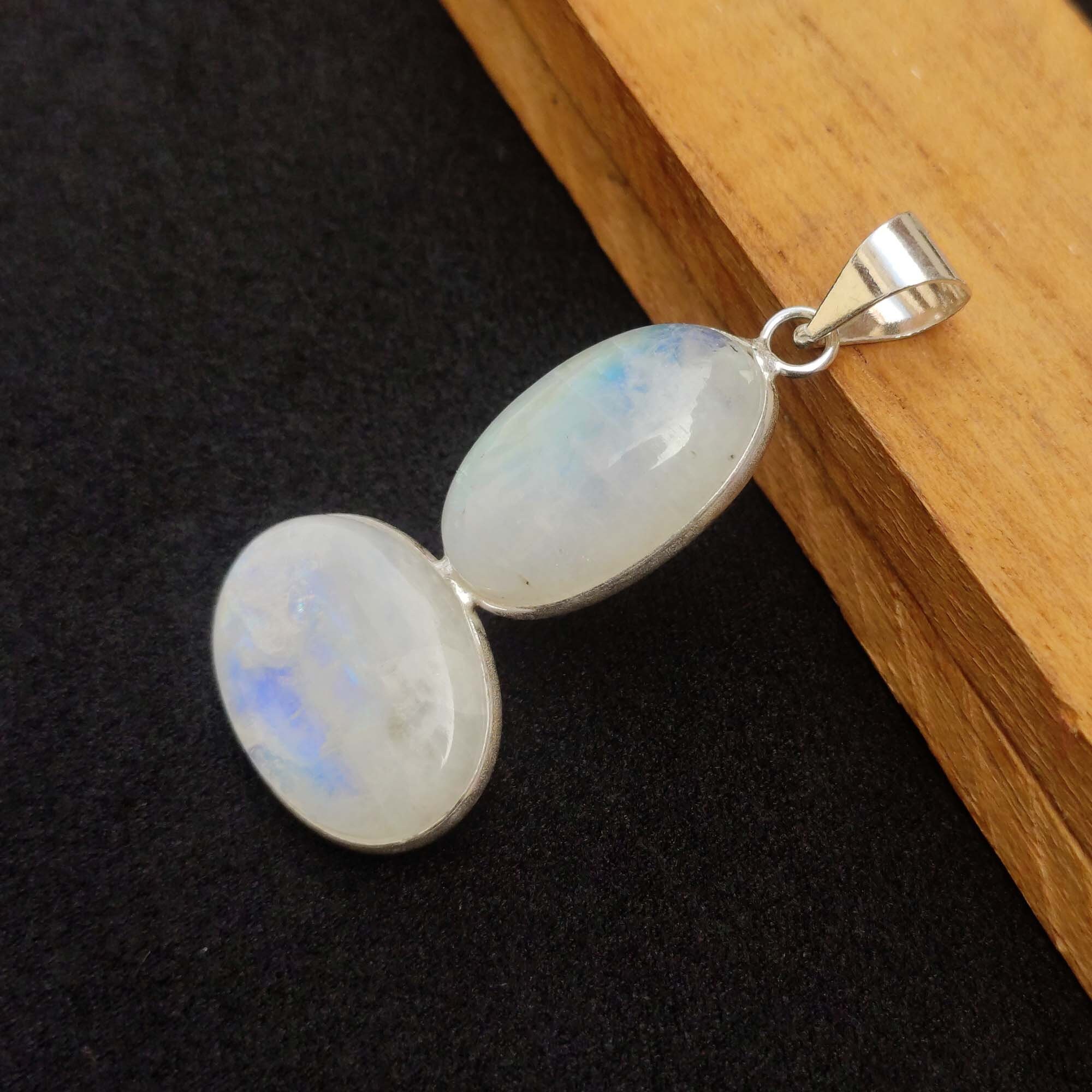 Pietra Di Luna Naturale Arcobaleno 9x9mm Cuore Gemma 925 Anello - Foto 2