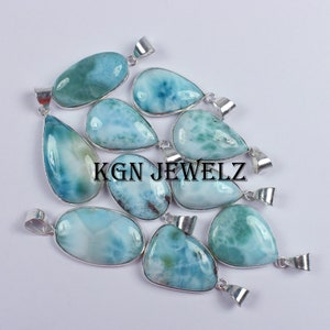 Larimar Gemstone Pendant, Silver Plated Pendant, Larimar Pendant, Bezel Pendants, Wholesale Lot, Pendants Lot, Wholesale Pendant