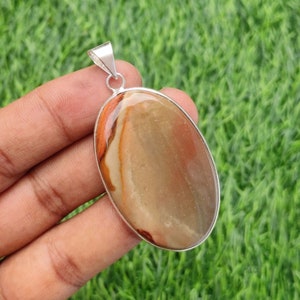 Natural American Jasper Gemstone Pendant, 925 Sterling Silver Plated Pendant, Style Handmade Gemstone Jewelry, Pendant Vintage Pendant Girls