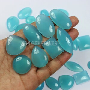 Natural Blue Aqua Onyx Gemstone Lot, Bulk Onyx Cabochon Lot, Semi Precious Stone Hand Polished Wholesale Cabochon Mix Shape Crystal Gemstone