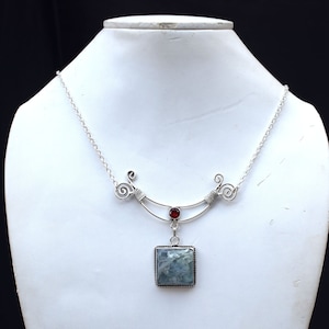 Handmade Moss Agate Necklace: Silver Plated Gemstone Jewelry