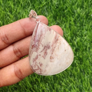 Natural Ocean Jasper Gemstone Pendant, Women Pendant, Crystal Ocean Jasper, Pear Shape Pendant, 925 Silver Plated Pendant, Jewelry Gift