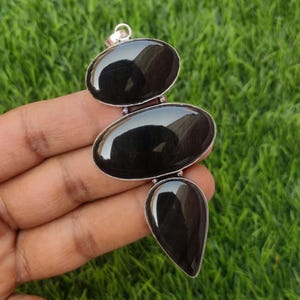 Natural Silver Sheen Obsidian Gemstone Bezel Pendant, Silver Plated Handmade Bezel Pendant, Natural Obsidian Gemstone Bezel Pendant For Gift