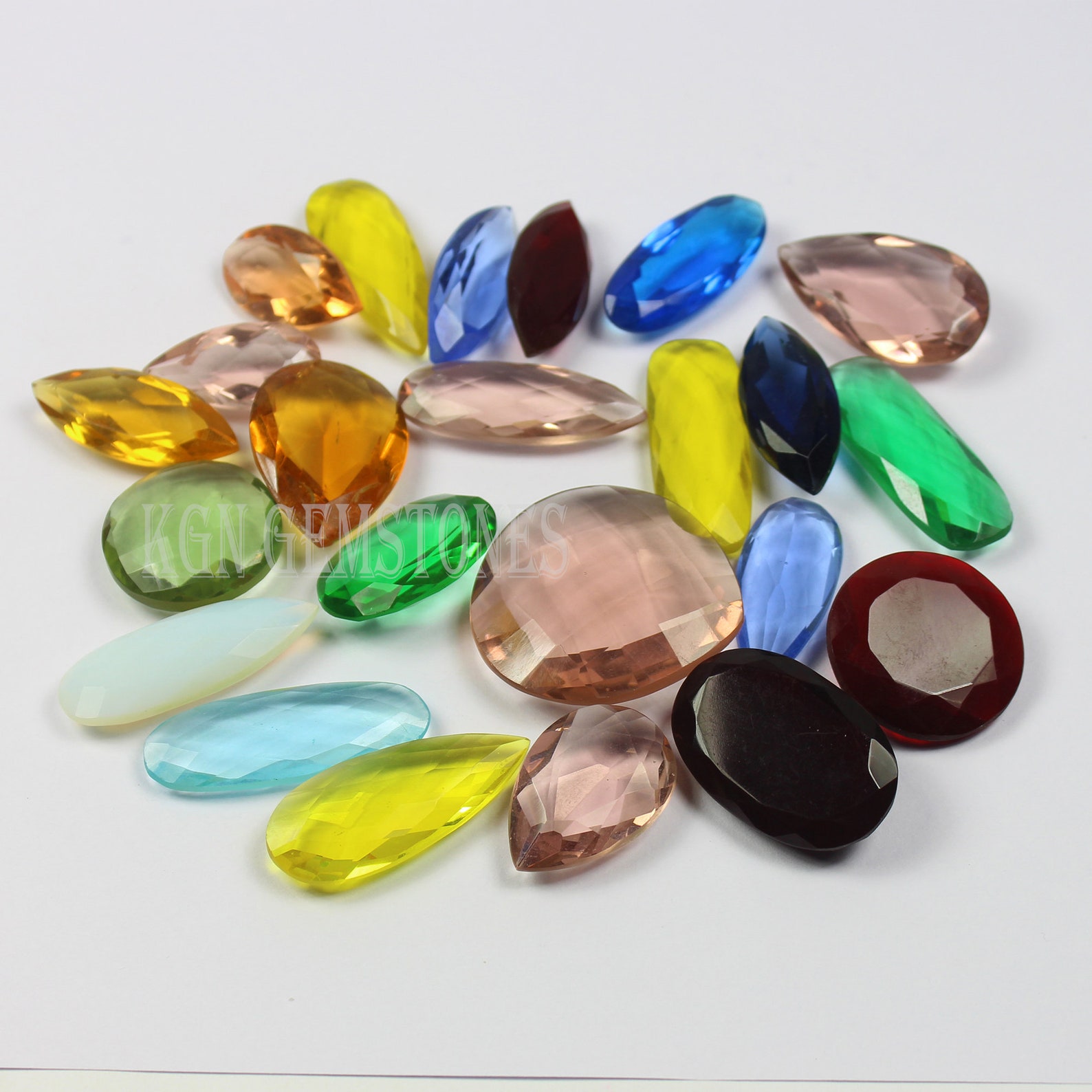 Multi Clear Glass Gemstone Glass Faceted Gemstone Jewelry Etsy