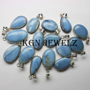 Blue Opal Pendant, Silver Plated Pendant, Designer Pendant, Silver Plated Jewelry, Wholesale Lot, Gemstone Pendant, Wholesale Jewelry Supply
