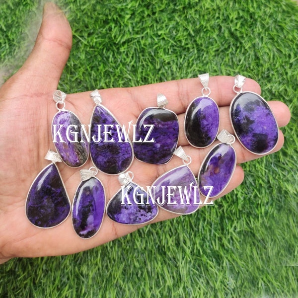 Natural Purple Charoite Gemstone Pendant ,Handmade Pendant, Silver Plated Pendant, Wholesale Pendant Lot ,Jewelry Women Necklace Lot