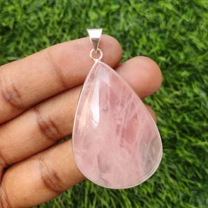 Natural Rose Quartz Pendant Silver Plated Pendant Rose Quartz Gemstone Pendant Handmade Jewelry Rose Quartz Jewelry Gift For Her Mother