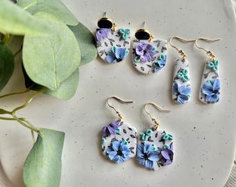 Flower Clay Earrings, Floral Clay Earrings, Flower Earrings, Floral Earrings, Realistic Flower Earrings, Spring Clay Earrings, Clay Earrings