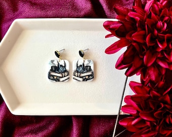 Dragon Book Earrings, Book Stack Earrings, Dragon Clay Earrings, Dragon Earrings, Fantasy Clay Earrings, Fantasy Book Earrings, Book Earring
