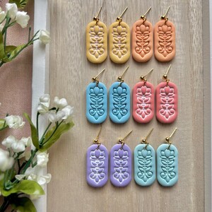 Floral Clay Earrings, Unique Clay Earrings, Flower Clay Earrings, Detailed Earrings, Statement Earrings, Clay Earrings, Spring Earrings